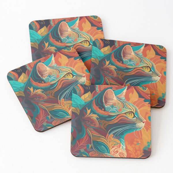 Item preview, Floral Cat with Byzantine Patterns designed and sold by mythographiaart.