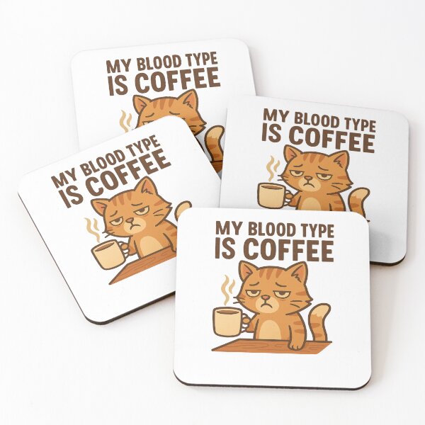 Item preview, Coffee Cat Meme – My Blood Type Is Coffee designed and sold by kimkosovo.