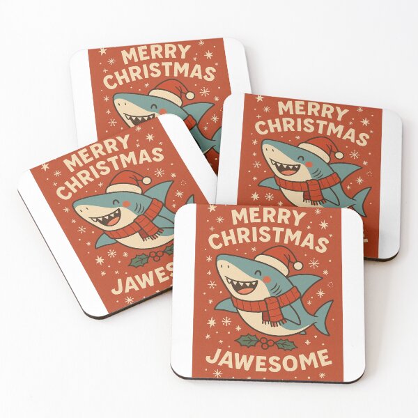 Item preview, Jawsome Christmas Shark with Santa Hat and Holly designed and sold by Aryabek.
