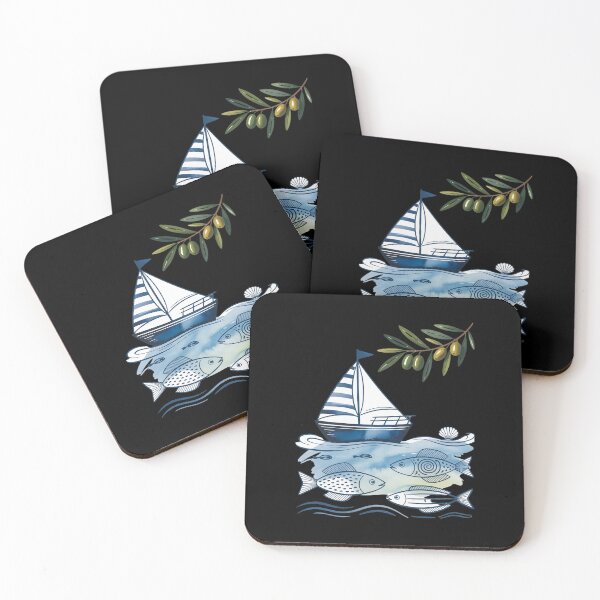 Item preview, Mediterranean Collage - Sardines & Sailboat designed and sold by GasVille.