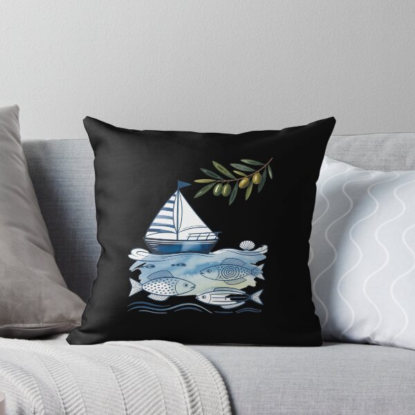 Item preview, Mediterranean Collage - Sardines & Sailboat designed and sold by GasVille.