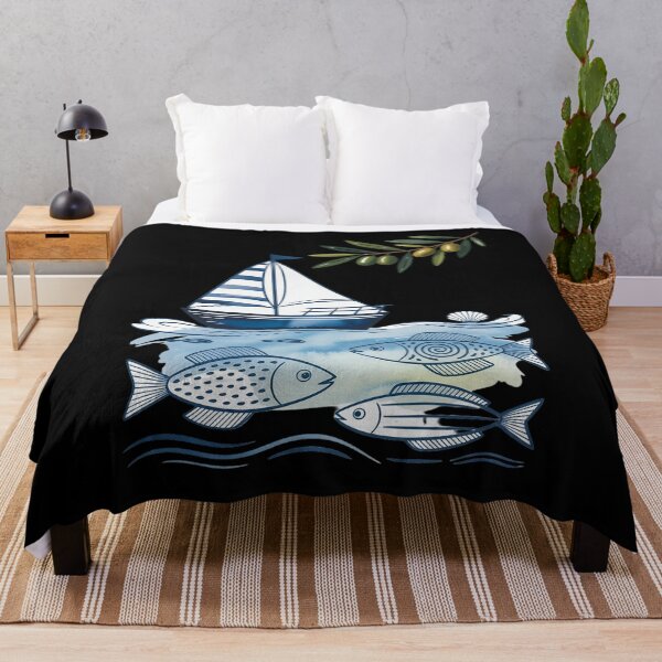 Item preview, Mediterranean Collage - Sardines & Sailboat designed and sold by GasVille.