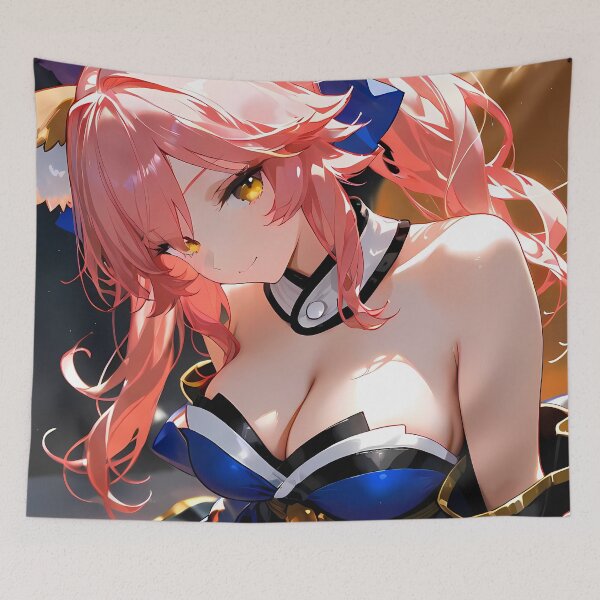 Item preview, Caster Graceful Night Tamamo No Mae Blue Ribbon Fox Charm designed and sold by HumbertoValveno.