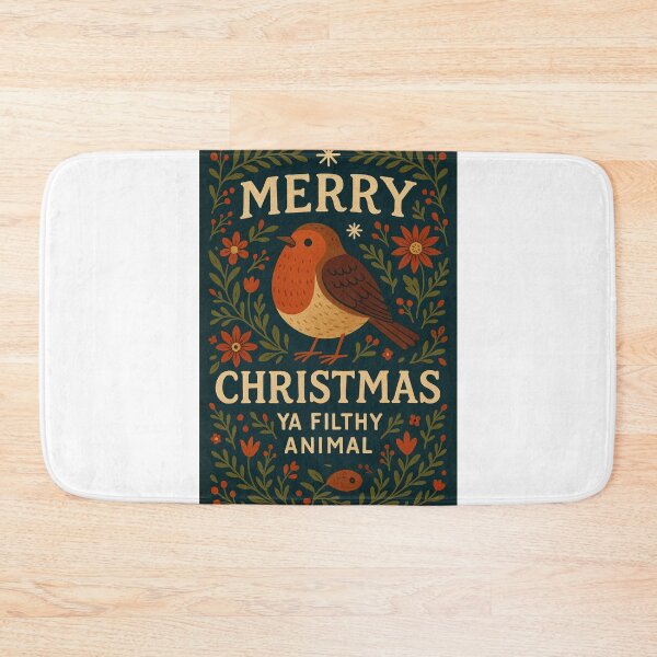 Item preview, Christmas Robin with Festive Florals and Holiday Message designed and sold by Aryabek.
