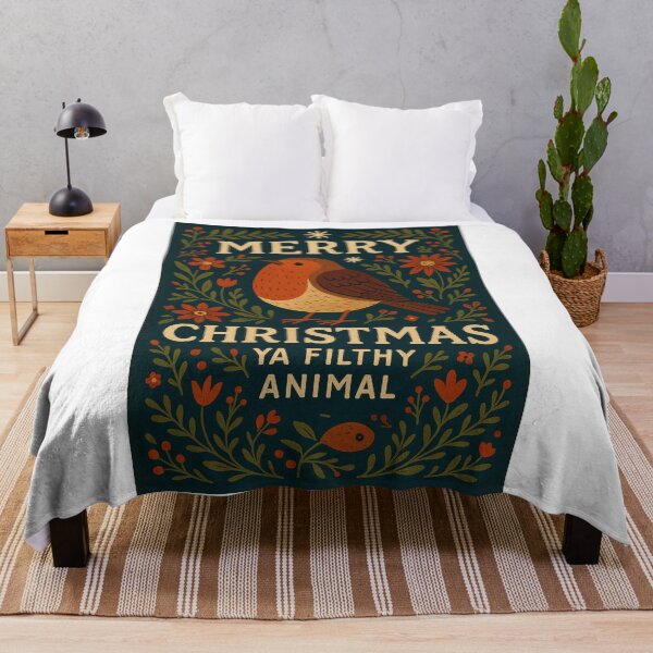 Item preview, Christmas Robin with Festive Florals and Holiday Message designed and sold by Aryabek.