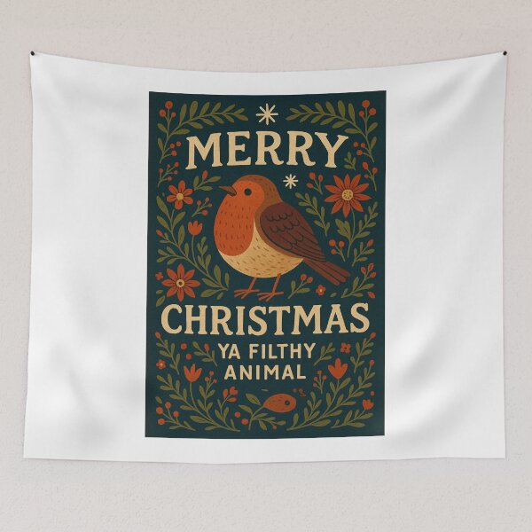 Item preview, Christmas Robin with Festive Florals and Holiday Message designed and sold by Aryabek.
