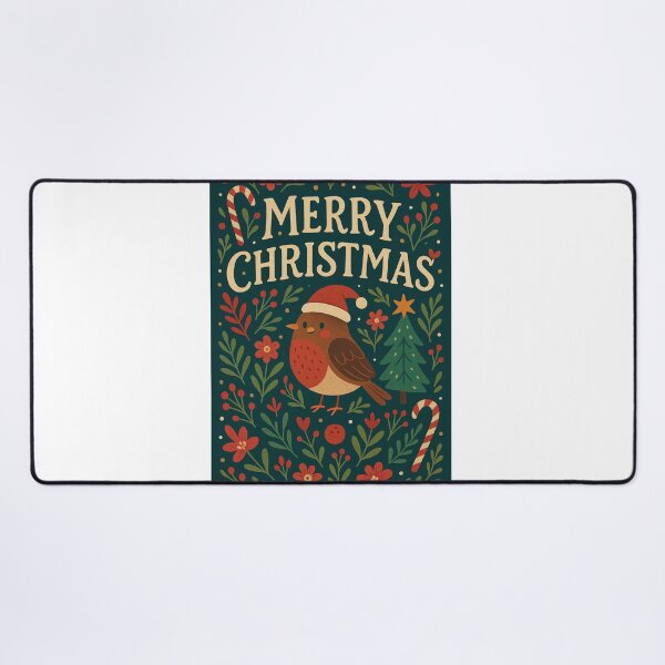Item preview, Christmas Robin with Santa Hat and Evergreen Tree designed and sold by Aryabek.