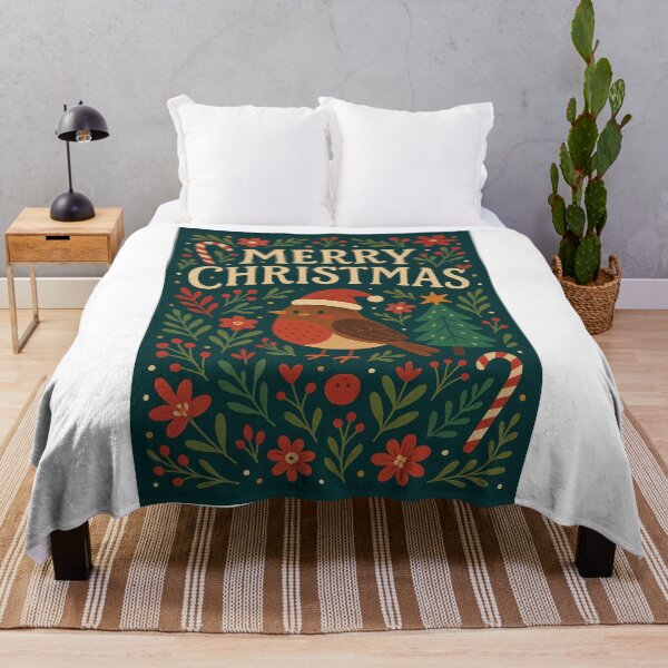 Item preview, Christmas Robin with Santa Hat and Evergreen Tree designed and sold by Aryabek.