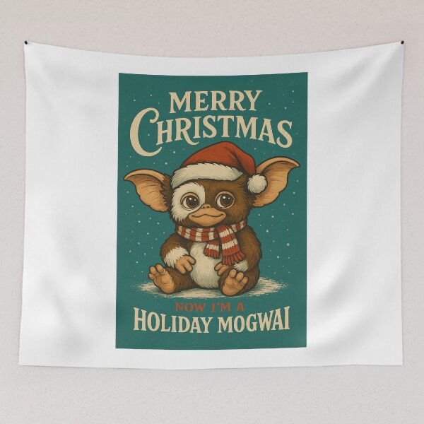Item preview, Festive Holiday Mogwai with Santa Hat and Winter Scarf designed and sold by Aryabek.