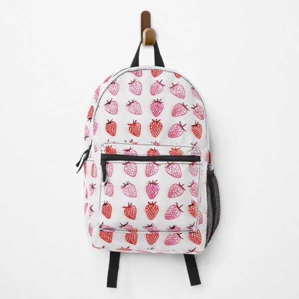 Item preview, Pink and Red Strawberry Pattern on White Background designed and sold by SassyArtistry.