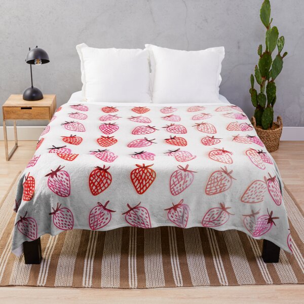 Item preview, Pink and Red Strawberry Pattern on White Background designed and sold by SassyArtistry.