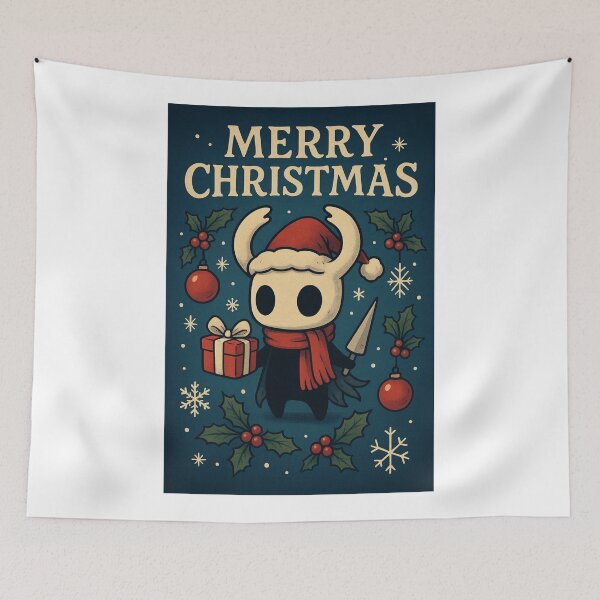 Item preview, Hollow Knight Christmas Scene – The Knight with Gift and Nail designed and sold by Aryabek.