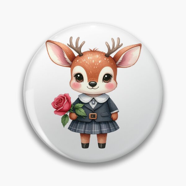 Item preview, Adorable Fawn Deer in School Uniform Holding Rose designed and sold by takeng07.