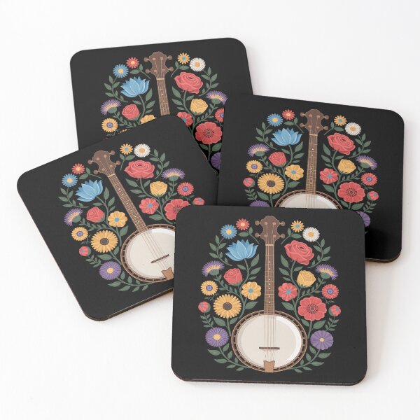 Item preview, Banjo Flowers Stringed Bluegrass Folk Floral designed and sold by RsFilsingerArt.