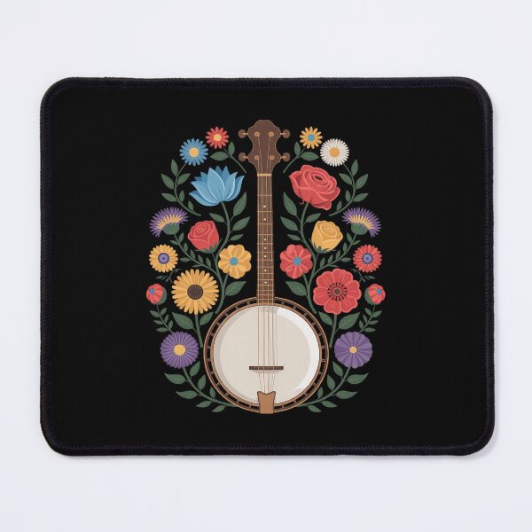 Item preview, Banjo Flowers Stringed Bluegrass Folk Floral designed and sold by RsFilsingerArt.
