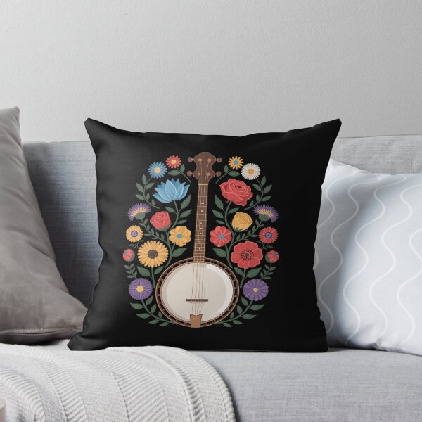 Item preview, Banjo Flowers Stringed Bluegrass Folk Floral  designed and sold by RsFilsingerArt.