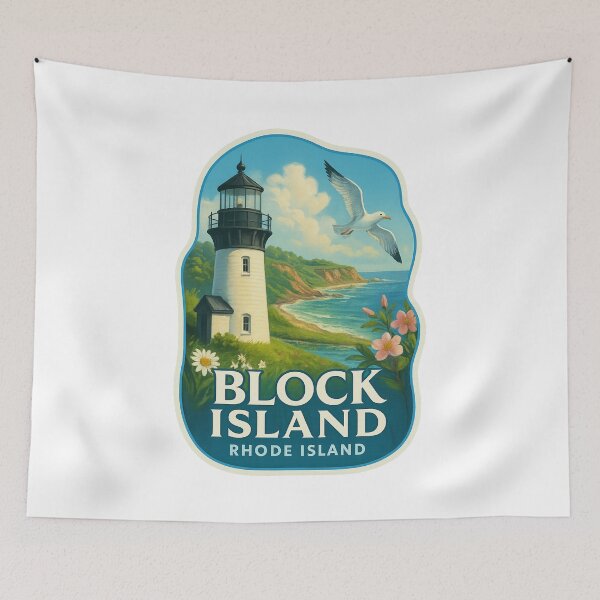 Item preview, Block Island Lighthouse View – Rhode Island Coastal Scene designed and sold by Aryabek.