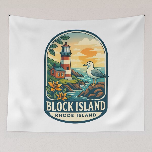 Item preview, Block Island Sunset Lighthouse – Rhode Island Seaside Wildlife designed and sold by Aryabek.