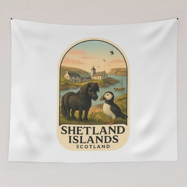 Item preview, Shetland Islands Coastal Wildlife – Pony and Puffin in Scotland designed and sold by Aryabek.