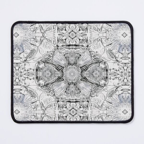Item preview, Intricate Symmetric Mandala Pattern in Hand-Drawn Black and White designed and sold by SassyArtistry.