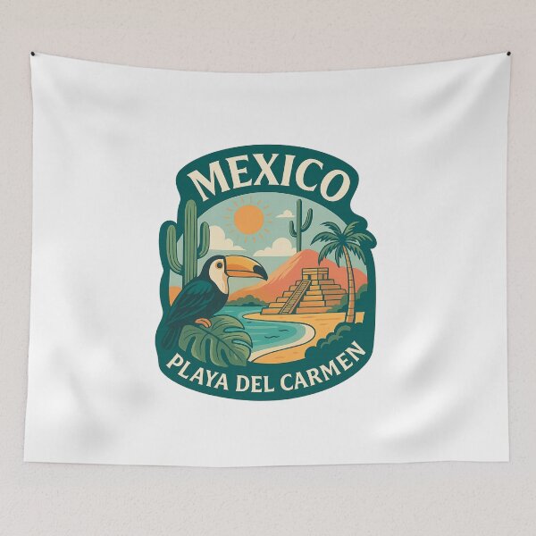 Item preview, Playa del Carmen Jungle Scene – Toucan and Mayan Pyramid designed and sold by Aryabek.