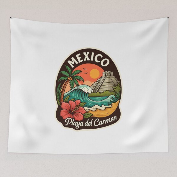 Item preview, Playa del Carmen Sunset – Mayan Temple and Ocean Wave designed and sold by Aryabek.