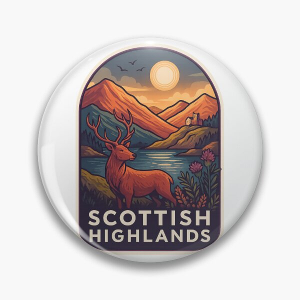 Item preview, Scottish Highlands Red Deer – Loch and Sunset Scene designed and sold by Aryabek.