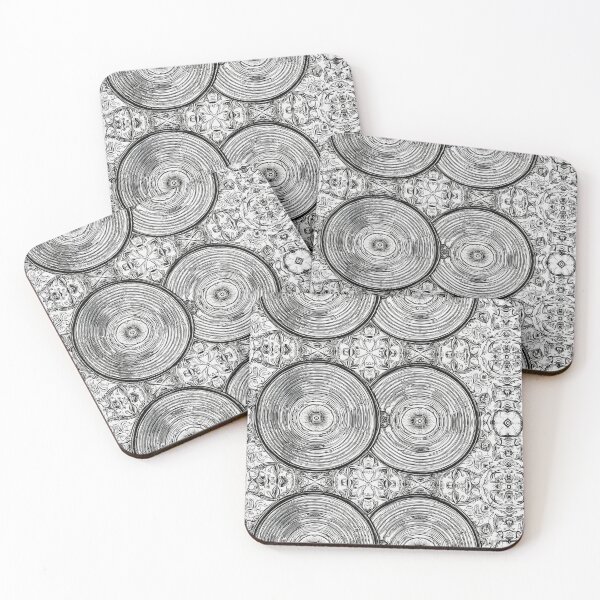 Item preview, Black and White Vinyl Record Pattern Seamless Retro Circles designed and sold by SassyArtistry.