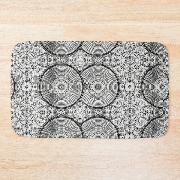 Item preview, Black and White Vinyl Record Pattern Seamless Retro Circles designed and sold by SassyArtistry.