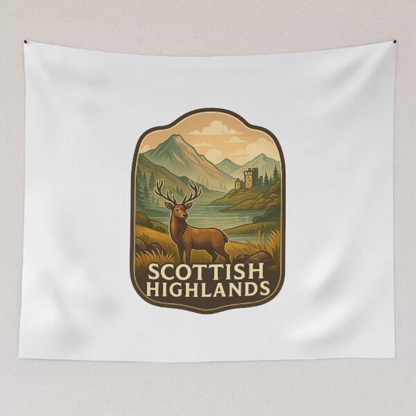 Item preview, Scottish Highlands Glen – Castle by Mountain Loch designed and sold by Aryabek.
