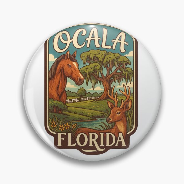 Item preview, Ocala Wildlife Scene – Horse and Deer under Spanish Moss designed and sold by Aryabek.