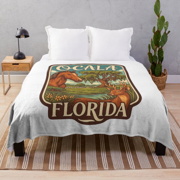 Item preview, Ocala Wildlife Scene – Horse and Deer under Spanish Moss designed and sold by Aryabek.