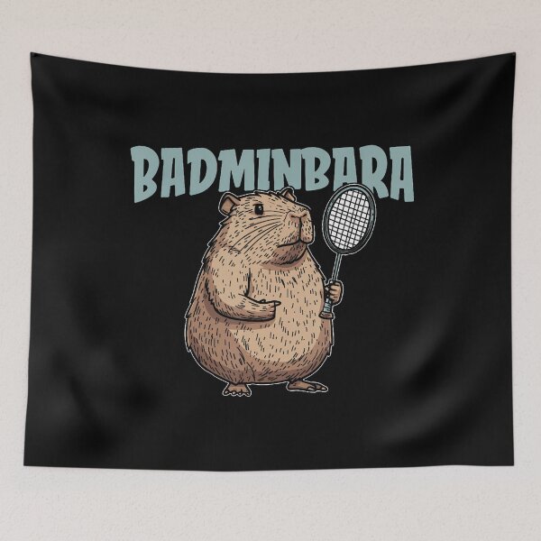 Item preview, Badminbara Shuttlecock Racquet - Team Badminton Capybara designed and sold by PatsyMargie.