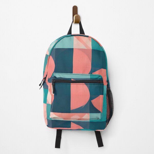 Item preview, Geometric abstract blocks pastel teal coral designed and sold by SassyArtistry.