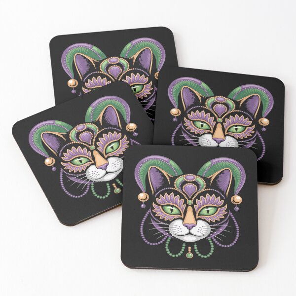 Item preview, Meowdy Gras Cat Kitten Masquerade Mardi Gras Beads designed and sold by DetroitMug.