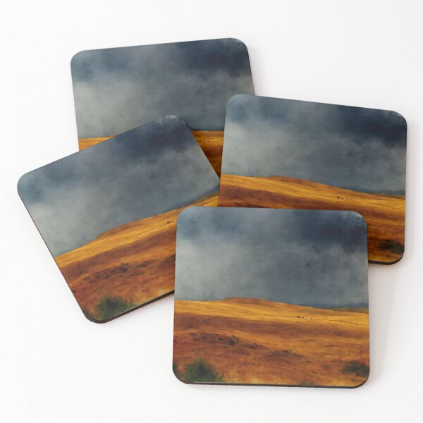 Item preview, Dramatic Storm Clouds Over Golden Aubrac Fields – Moody French Landscape Watercolor designed and sold by M.ALK.Watercolor.