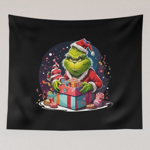 Item preview, Grinch Christmas Gift Box Art – Festive Holiday Illustration designed and sold by juniaheneili.