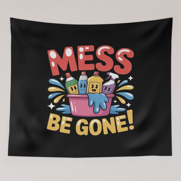 Item preview, Mess Be Gone Fun Cleaning Supplies Cartoon Art designed and sold by CultureSpec.