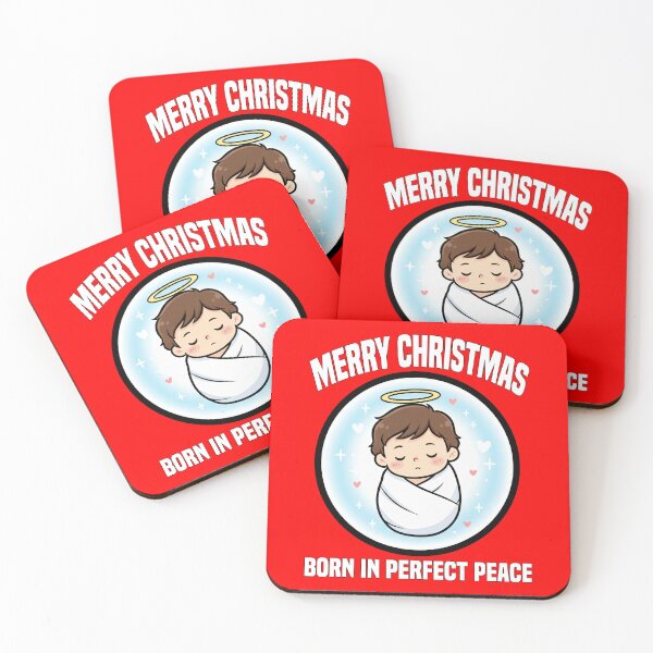 Item preview, MERRY CHRISTMAS - BORN IN PERFECT PEACE | Calm Nativity Christmas Design | Christian Holiday designed and sold by KEF Custom.