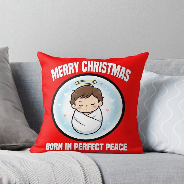 Item preview, MERRY CHRISTMAS - BORN IN PERFECT PEACE | Calm Nativity Christmas Design | Christian Holiday designed and sold by KEF Custom.