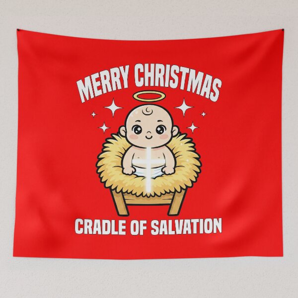Item preview, MERRY CHRISTMAS - CRADLE OF SALVATION | Holy Nativity Cross Light | Christian Christmas Apparel designed and sold by KEF Custom.