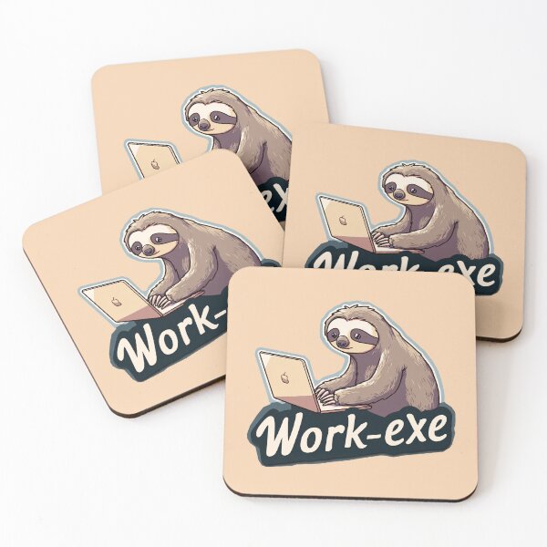 Item preview, Cute Sloth with Laptop — “Work.exe” Lazy Funny Design designed and sold by SleekLineSketches.