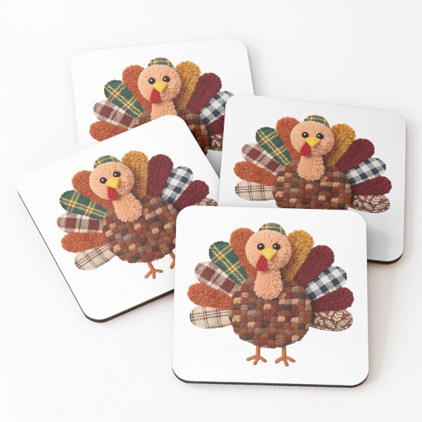 Item preview, Adorable Pom Pom Fabric Patches Plaid Craft Turkey Decorative Art designed and sold by DorikoKazan.