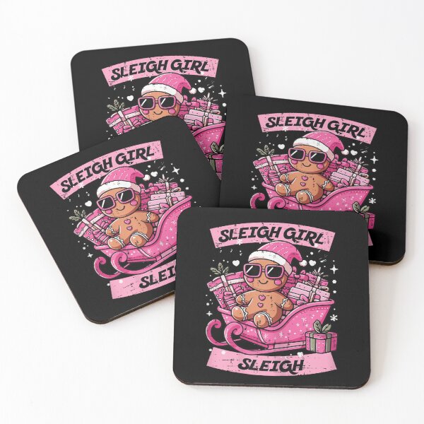Item preview, Cute Sleigh Girl Gingerbread Cookie Funny Pink Holiday Christmas Design designed and sold by DorikoKazan.