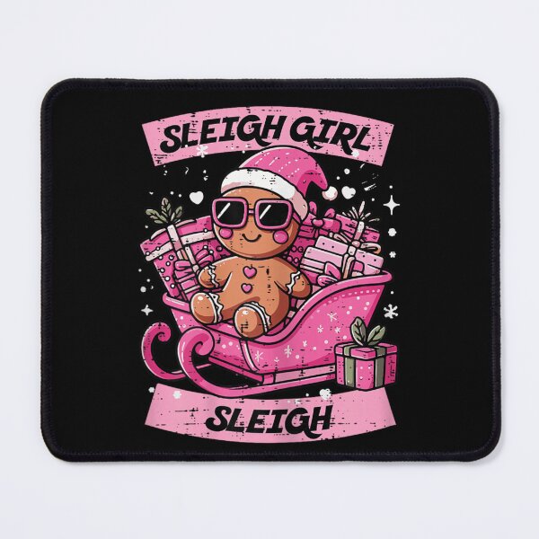 Item preview, Cute Sleigh Girl Gingerbread Cookie Funny Pink Holiday Christmas Design designed and sold by DorikoKazan.