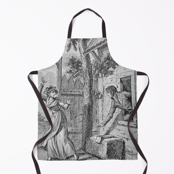 Item preview, 18th Century Gallant Book Illustration: Woman waving "Goodbye" to her lover designed and sold by OldBookish Designs.