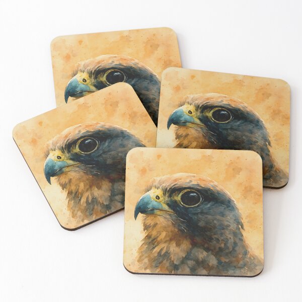 Item preview, Majestic Falcon Portrait from Aubrac France – Watercolor Style Wildlife Art designed and sold by M.ALK.Watercolor.