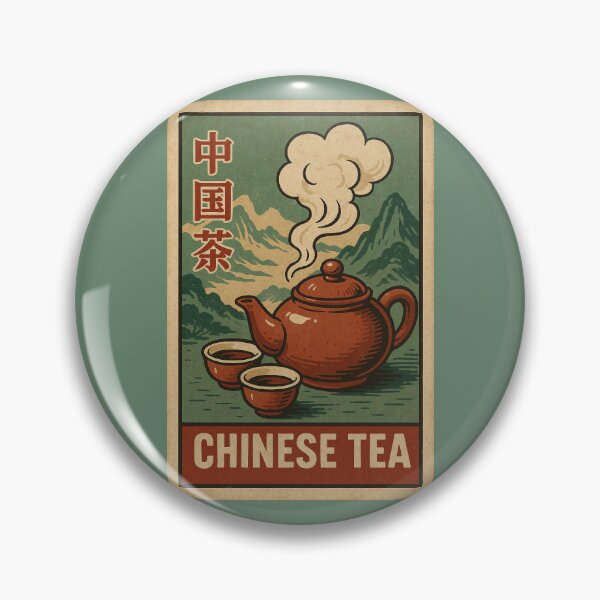 Item preview, Vintage Chinese Tea Retro Poster – Traditional Teapot & Mountains Asian Art Print designed and sold by Travel Shop.