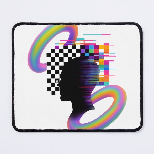 Item preview, Glitch Mindscape – Retro Futurist Silhouette Art designed and sold by MaryvonLogg.
