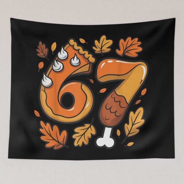 Item preview, Cartoon Pie and Drumstick Six Seven Number Autumn Thanksgiving Food Art designed and sold by WilliaMaler.